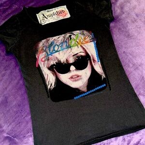 BLONDIE Best Of Debbie Harry Vintage Rhinestone graphic T rare  by 1 amplified